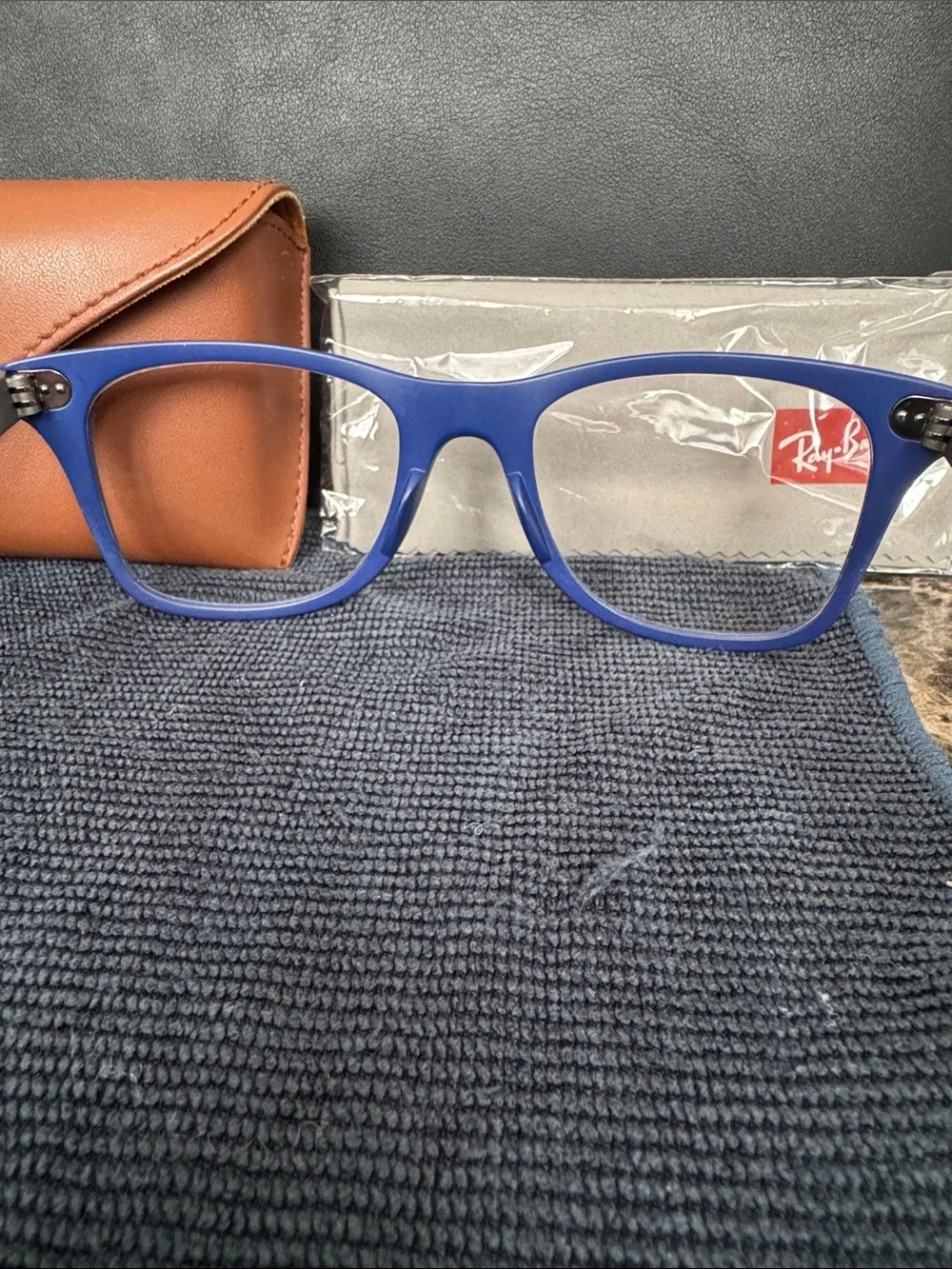Ray-Ban Matte Blue Wayfarer Eyeglasses with Silver Plaque